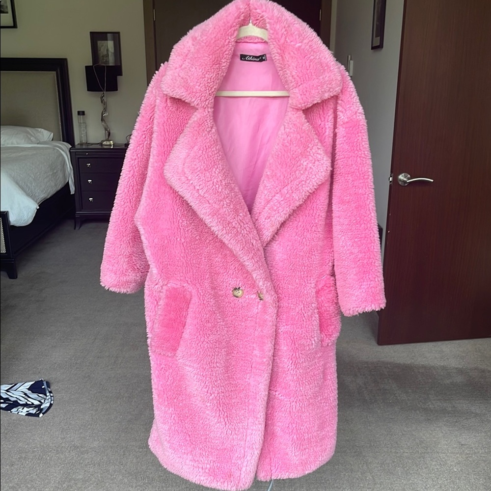 Pink Faux Fur Coat